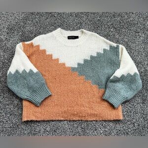 Women’s Boxy Southwest Pastel Color Block Sweater